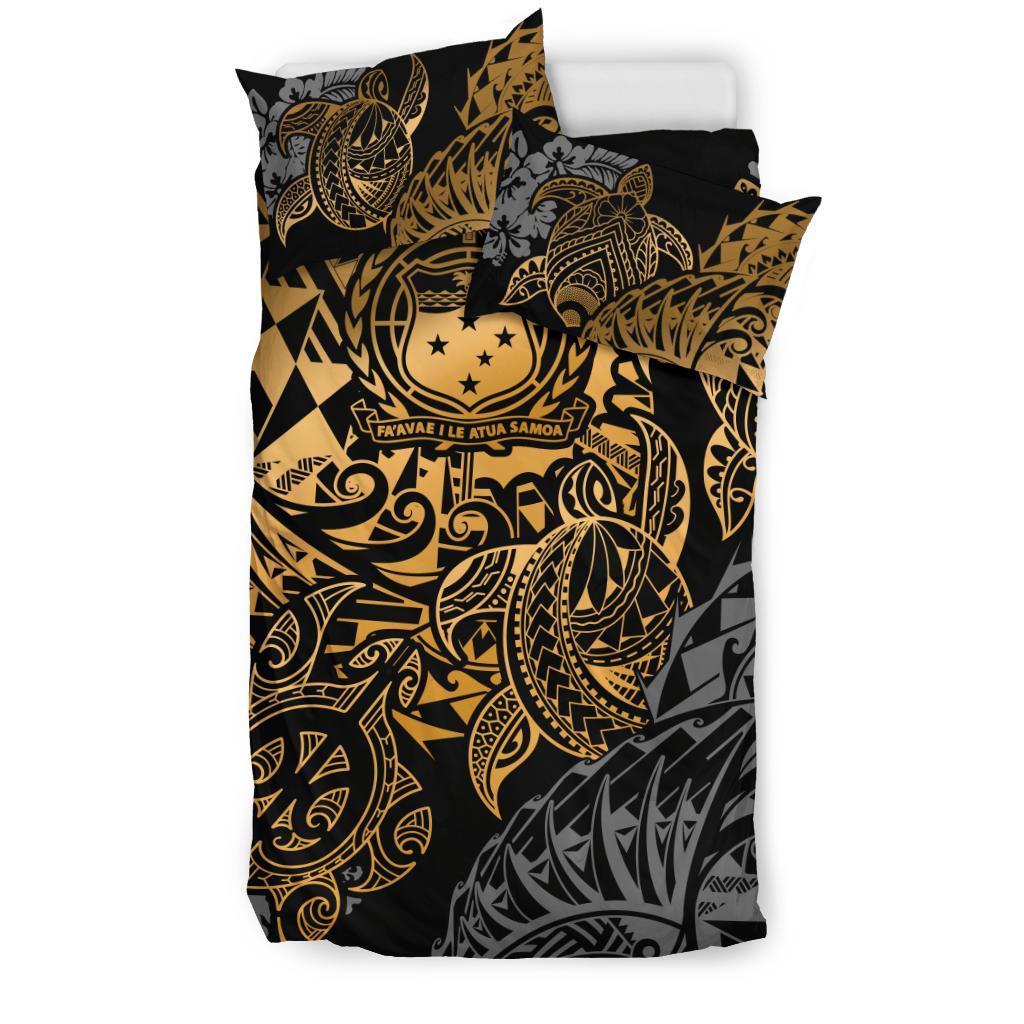 Polynesian Duvet Cover - Samoa Bedding Set - Gold Turtle Flowing - Polynesian Pride