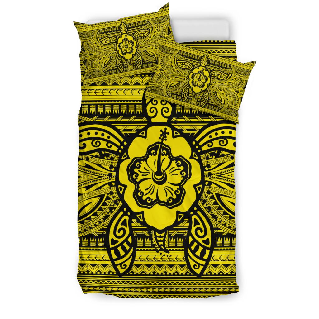 Hawaiian Turtle Polyensian Tribal Bedding Set Yellow - Polynesian Pride