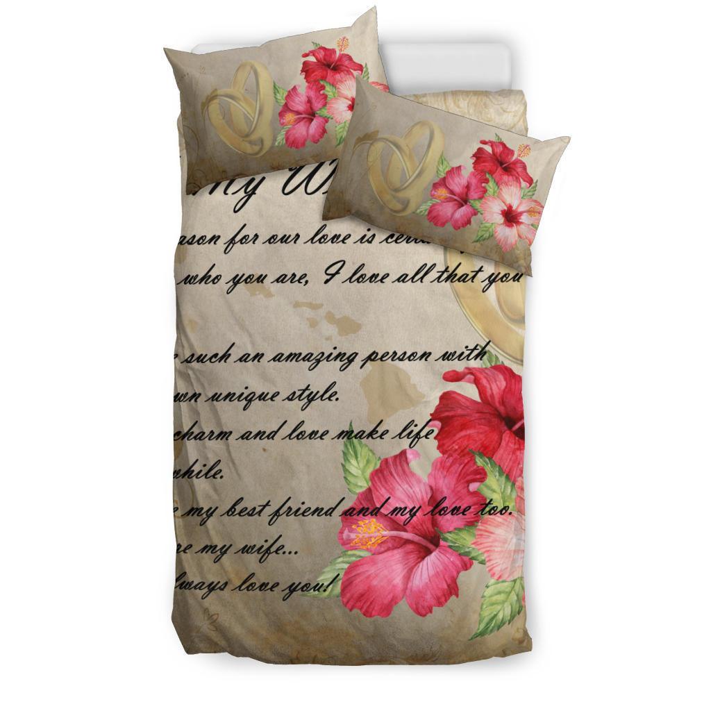 Polynesian Duvet Cover Set - Kanaka Maoli (Hawaiian) Bedding Set Valentine To My Wife Hibiscus - Polynesian Pride