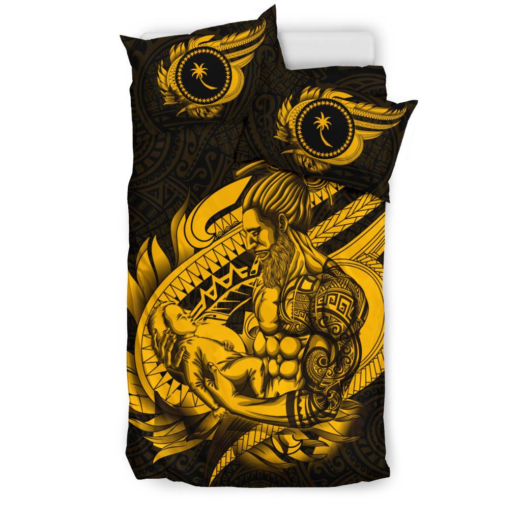 Polynesian Bedding Set - Chuuk Duvet Cover Set Father And Son Gold - Polynesian Pride