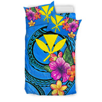 Polynesian Bedding Set - Hawaii Duvet Cover Set Floral With Seal Neon Blue - Polynesian Pride