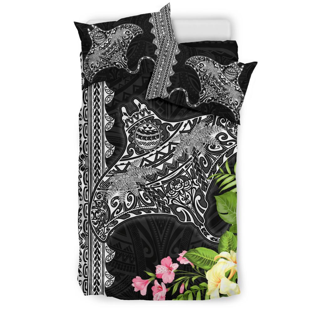 Hawaii Bedding Set - Mantaray With Hibiscus Flowers - Polynesian Pride