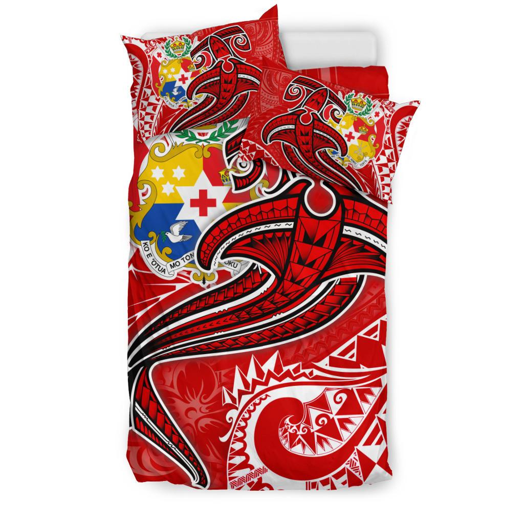 Tonga Bedding Set - Red Shark Polynesian Tattoo - Polynesian Pride