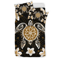 Hawaiian Gold Turtle Plumeria Bedding Set - Polynesian Pride