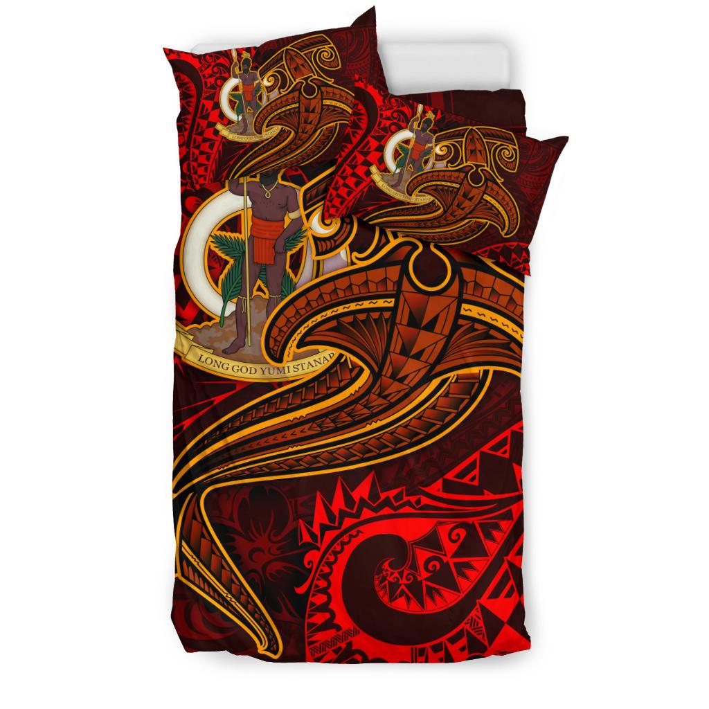 Vanuatu Polynesian Bedding Set - Red Shark Polynesian Tattoo - Polynesian Pride