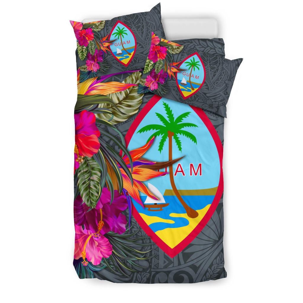 Guam Bedding Set - Hibiscus Polynesian Pattern Gray Version - Polynesian Pride