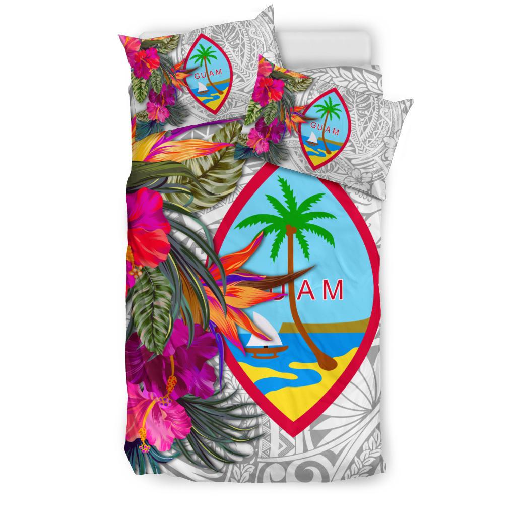 Guam Bedding Set - Hibiscus Polynesian Pattern White Version - Polynesian Pride
