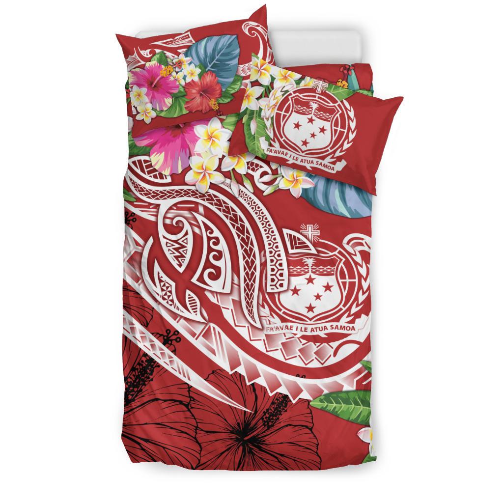 Polynesian Samoa Bedding Set - Summer Plumeria (Red) - Polynesian Pride