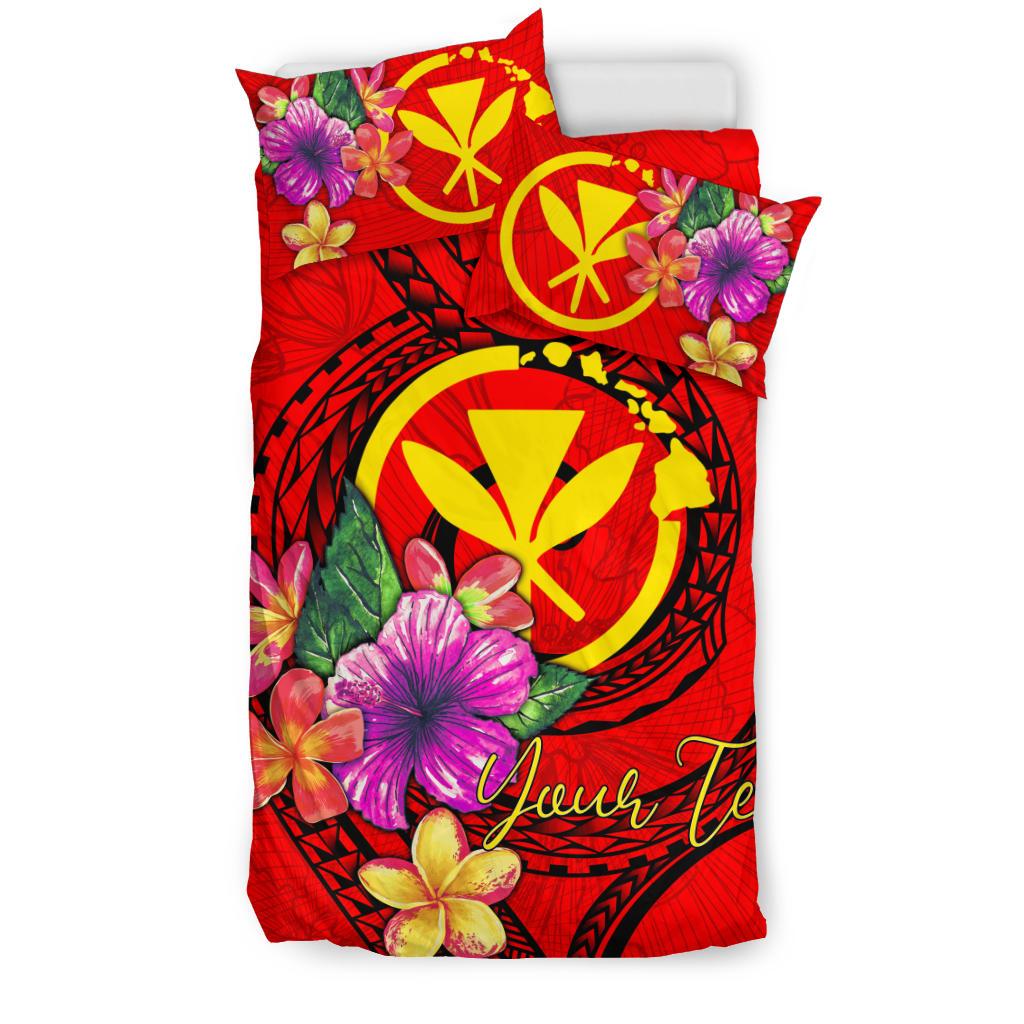 Hawaii Polynesian Custom Personalised Bedding Set - Floral With Seal Red - Polynesian Pride