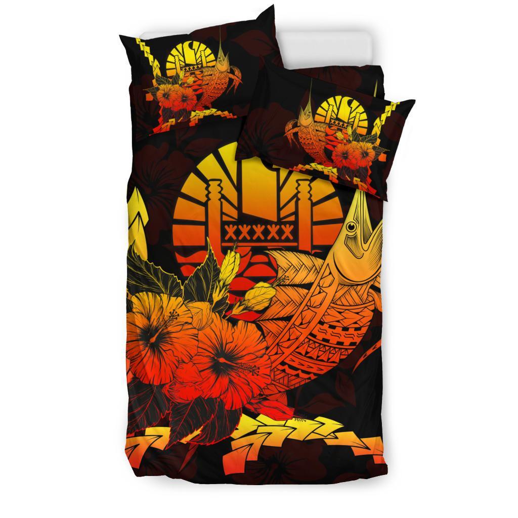 Tahiti Polynesian Bedding Set - Swordfish With Hibiscus - Polynesian Pride