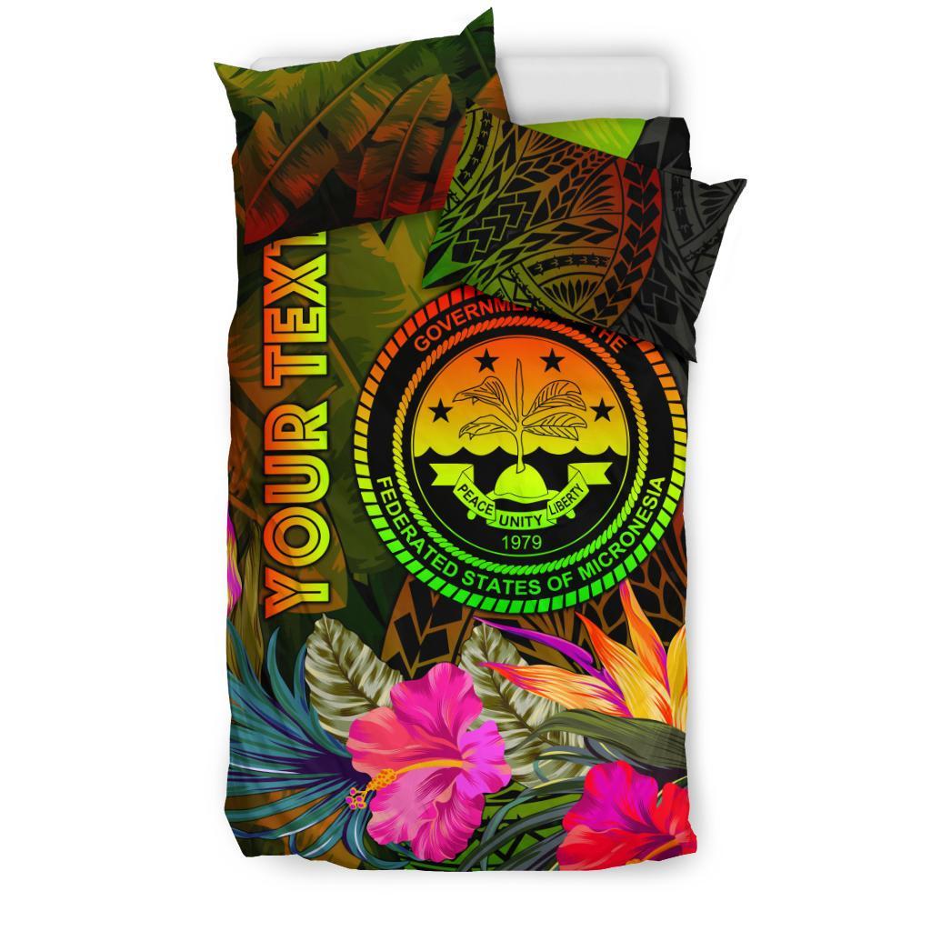 Federated States of Micronesia Polynesian Personalised Bedding Set - Hibiscus and Banana Leaves - Polynesian Pride