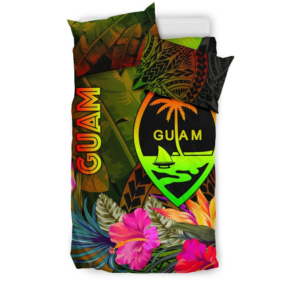Guam Polynesian Bedding Set - Hibiscus and Banana Leaves - Polynesian Pride