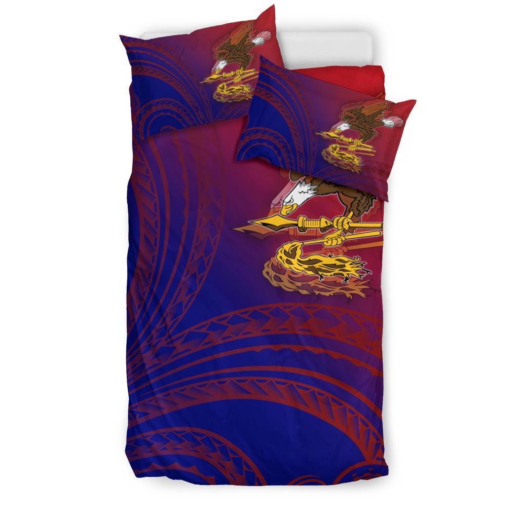American Samoa Polynesian Bedding Set - Bald Eagle (Blue - Red) - Polynesian Pride