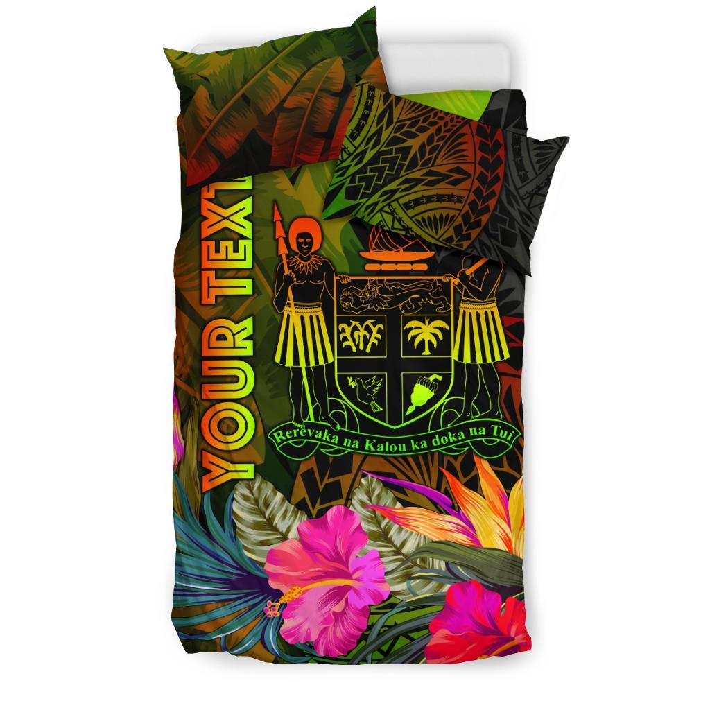 Fiji Polynesian Personalised Bedding Set - Hibiscus and Banana Leaves - Polynesian Pride