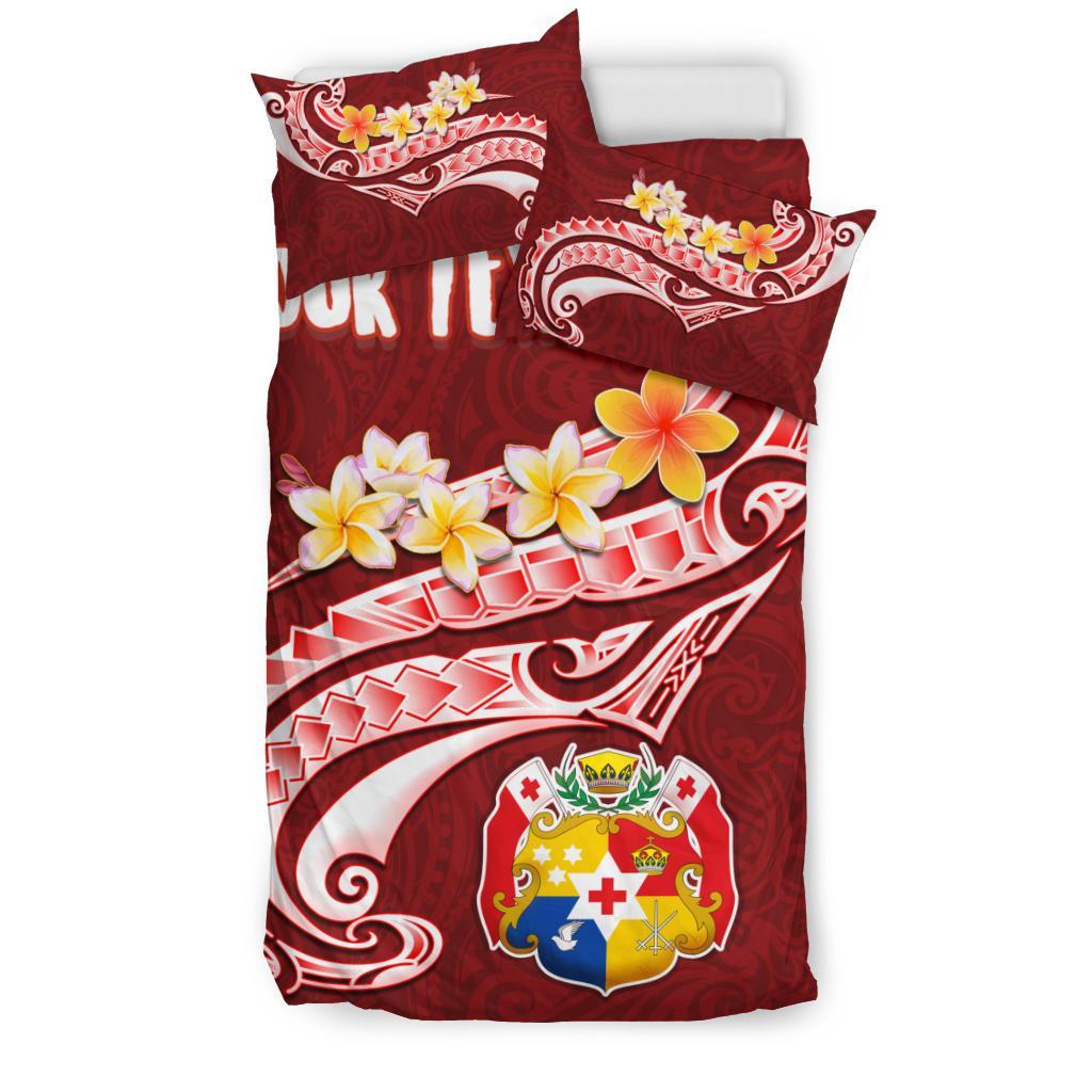 Tonga Personalised Bedding Set - Tonga Coat Of Arms With Polynesian Patterns - Polynesian Pride
