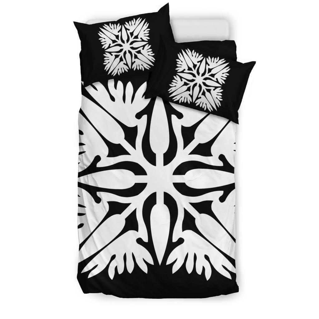 Hawaiian Bedding Set Royal Pattern - Black And White - A3 Style - Polynesian Pride