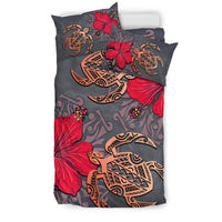 Hawaii Turtle Hibiscus Polynesian Bedding Set - Khoi Style - AH - Polynesian Pride