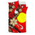 Palau Polynesian Bedding Set - Tribal Flower With Special Turtles Red Color - Polynesian Pride