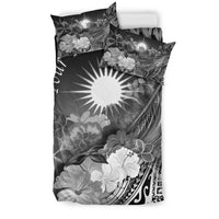 Marshall Islands Custom Personalised Bedding Set - Humpback Whale with Tropical Flowers (White) - Polynesian Pride