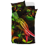 Hawaii Polynesian Bedding Set - Turtle With Blooming Hibiscus Reggae - Polynesian Pride