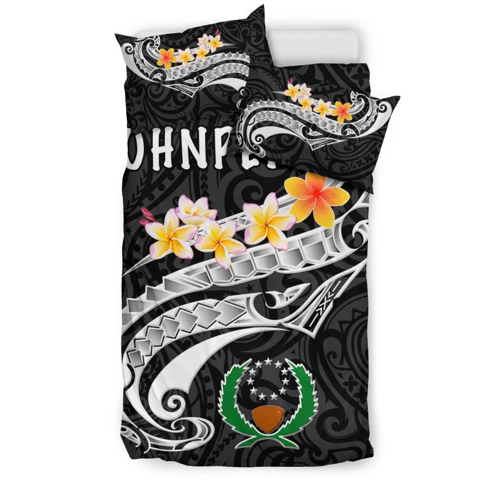 Pohnpei Bedding Set - Pohnpei Seal Polynesian Patterns Plumeria (Black) - Polynesian Pride