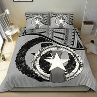 Northern Mariana Islands Duvet Cover Set - Northern Mariana Islands Flag Gray - Polynesian Pride