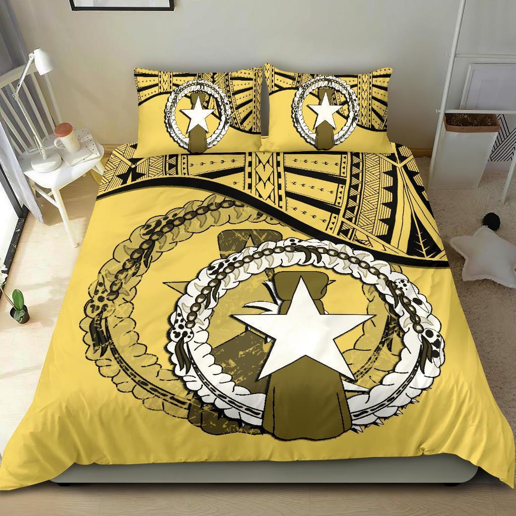Northern Mariana Islands Duvet Cover Set - Northern Mariana Islands Flag Yellow - Polynesian Pride