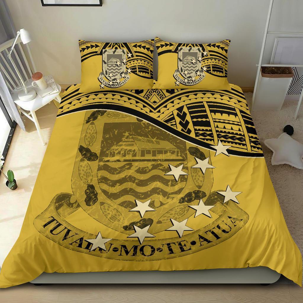 Tuvalu Duvet Cover Set - Coat Of Arms & Flag Yellow - Polynesian Pride