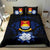 Kiribati Duvet Cover Set - Kiribati Coat Of Arms & Dark Blue Hibiscus - Polynesian Pride