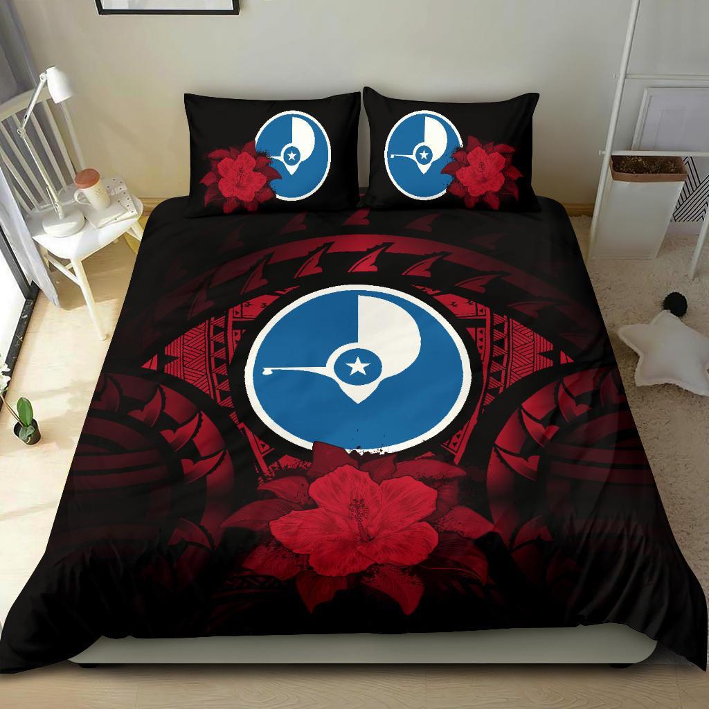 Yap Duvet Cover Set - Yap Flag & Red Hibiscus - Polynesian Pride