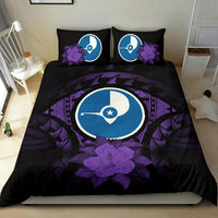 Yap Duvet Cover Set - Yap Flag & Purple Hibiscus - Polynesian Pride