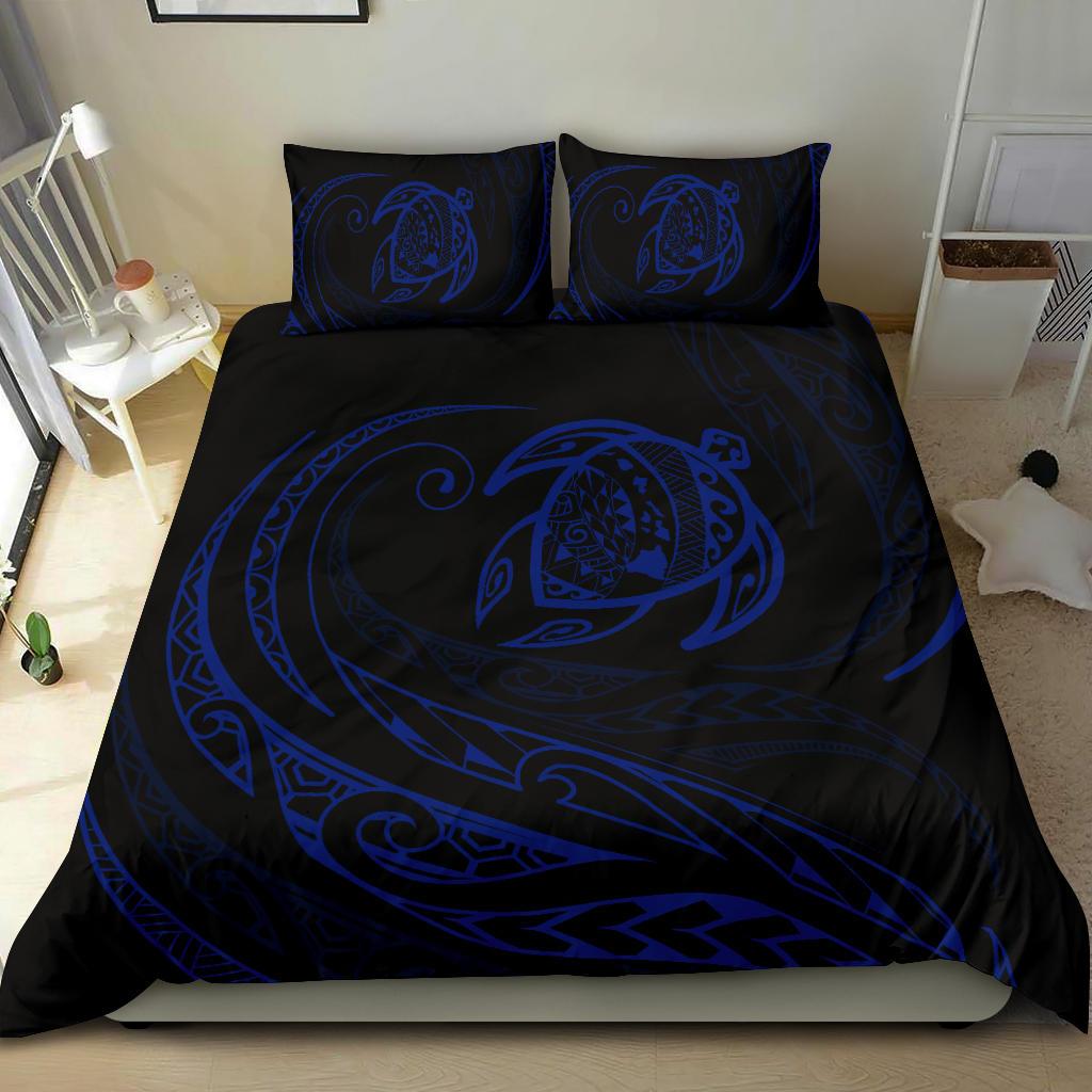 Hawaiian Map Turtle Polynesian Bedding Set - Blue - Frida Style - Polynesian Pride