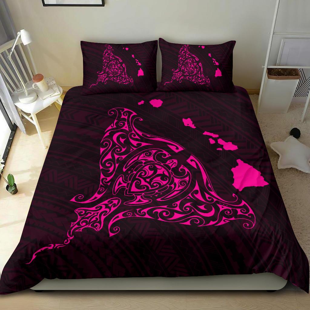Hawaiian Map Rays Turtle Polynesian Bedding Set - Pink - Polynesian Pride
