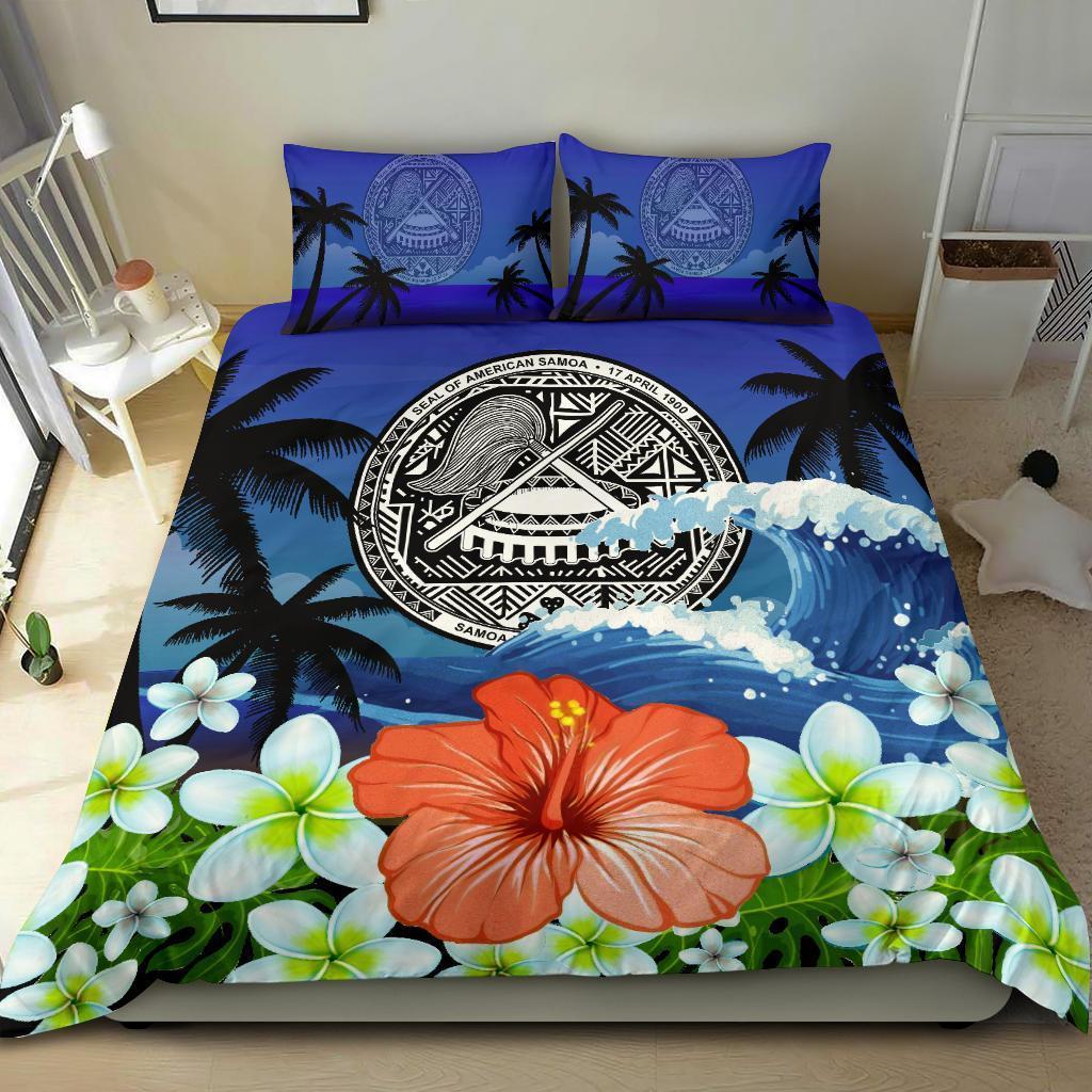 American Samoa Bedding Set Coat Of Arms Hibiscus - Polynesian Pride