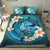 Polynesian Duvet Cover Set - Hawaii Bedding Set Blue Plumeria Animal Turtle Tattoo - Polynesian Pride