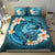 Polynesian Duvet Cover Set - Marquesas Islands Bedding Set Blue Plumeria Animal Tattoo - Polynesian Pride