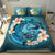 Polynesian Duvet Cover Set - Tuvalu Bedding Set Blue Plumeria Animal Tattoo - Polynesian Pride