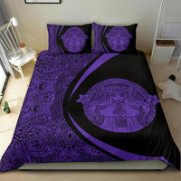 Hawaiian Madame Pele Plumeria Polynesian Bedding Set Circle Style Purple - Polynesian Pride