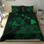 Hawaiian Map Sea Turtle Is Swimming Toward Polynesian Bedding Set Green - Polynesian Pride