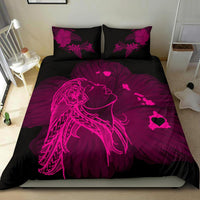Hawaiian Map Heart Hula Girl Hibiscus Polynesian Bedding Set - Pink - Polynesian Pride