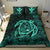 Hawaiian Map Turtle Kanaka Hibiscus Polynesian Bedding Set - Turquoise - Polynesian Pride