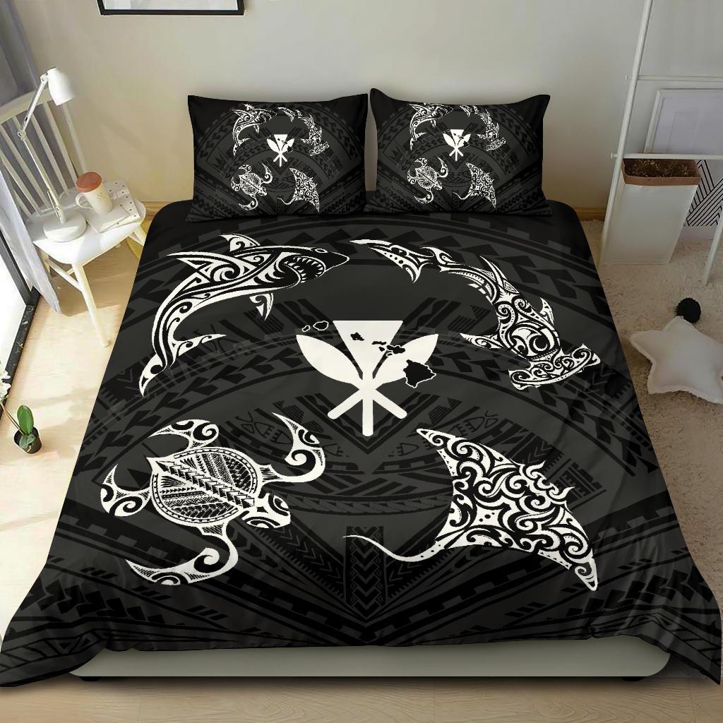 Polynesian Turtle Hammerhead Shark Ray Kanaka Hawaii Bedding Set Circle Underwater - Polynesian Pride