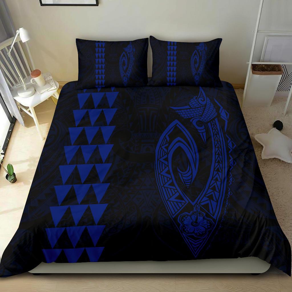 Hawaiian Kakau Fish Hook Polynesian Bedding Set - Blue - Polynesian Pride