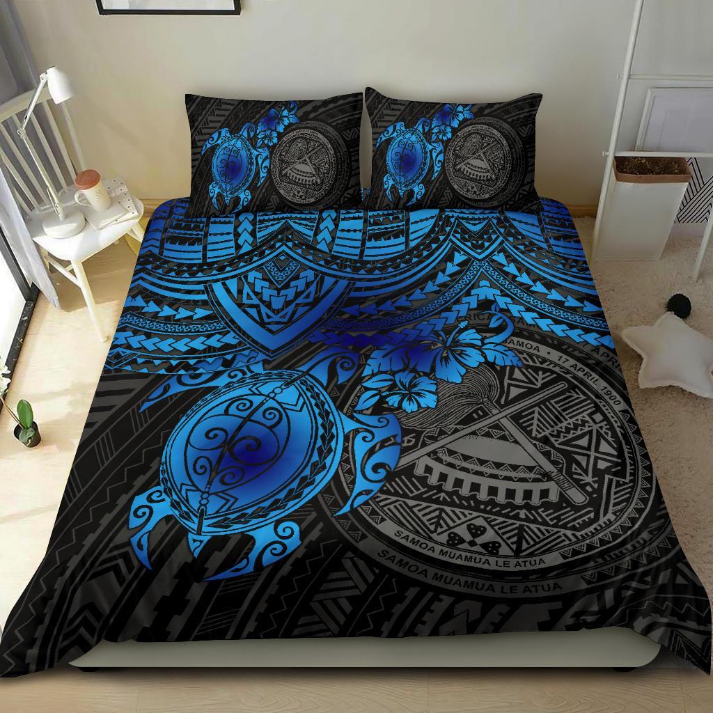 American Samoa Polynesian Duvet Cover Set - Blue Turtle BLUE - Polynesian Pride