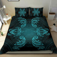 Hawaiian Turtles Tribal Mask Polynesian Bedding Set Blue - Polynesian Pride