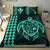 Hawaiian Map Kakau Turtle Kanaka Polynesian Bedding Set - Turquoise - Polynesian Pride