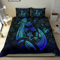 Hawaiian Map Palm Trees Fish Hook Polynesian Bedding Set Colorful Blue - Polynesian Pride