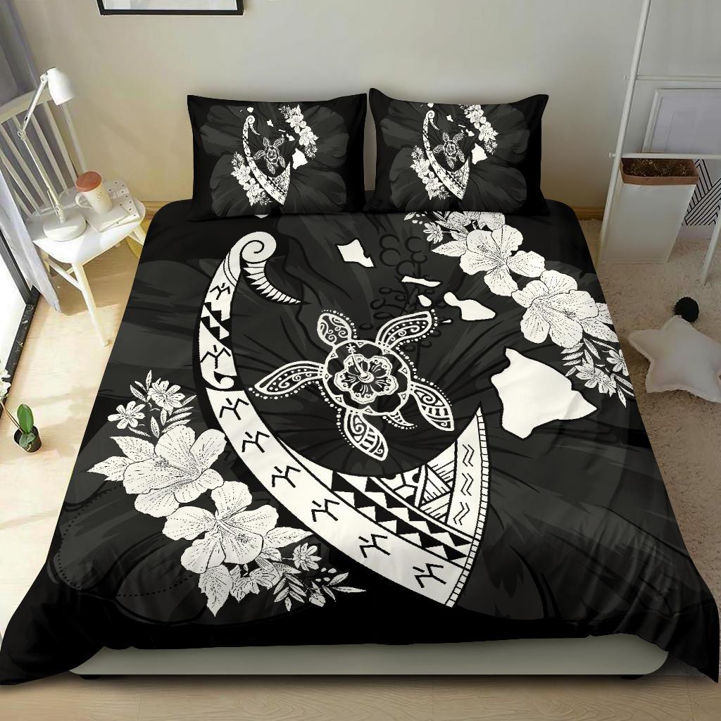 Hawaiian Map Hibiscus Turtle Fish Hook Polynesian Bedding Set - Polynesian Pride