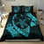 Hawaiian Map Hibiscus Turtle Fish Hook Polynesian Bedding Set Blue - Polynesian Pride