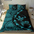 Hawaiian Map Gecko Tattoo Kakau Polynesian Bedding Set Blue - Polynesian Pride